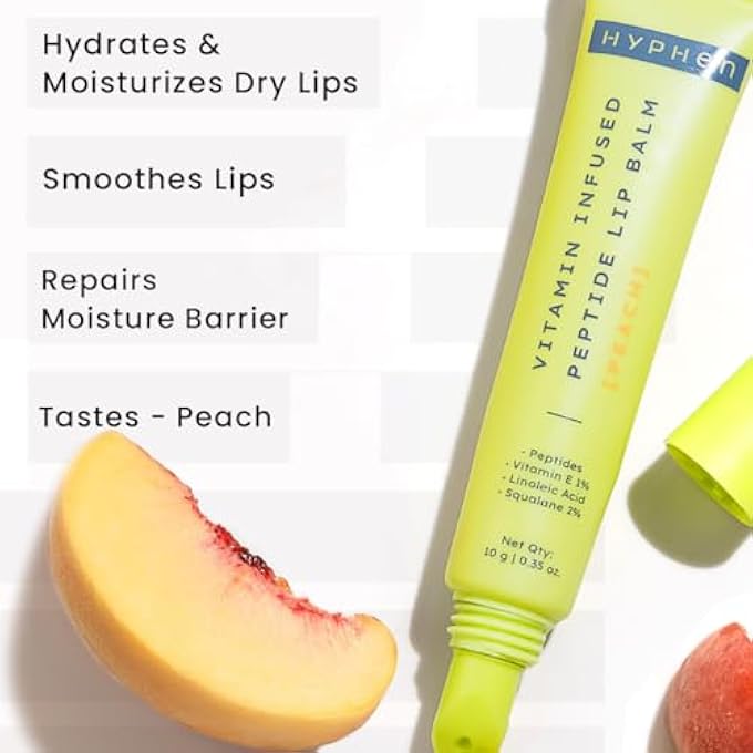 HYPHEN - PEACH LIP BALM FOR DRY & CHAPPED LIPS | VITAMIN INFUSED PEPTIDE | HYDRATING & MOISTURIZING BALM FOR MEN & WOMEN | PRODUCTS | LIP BALM SMOOTHEN LIPS & REPAIR MOISTURE BARRIER | VEGAN, - Image 2